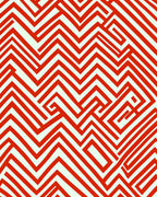 Bold Red Line Geometric Maze Rug