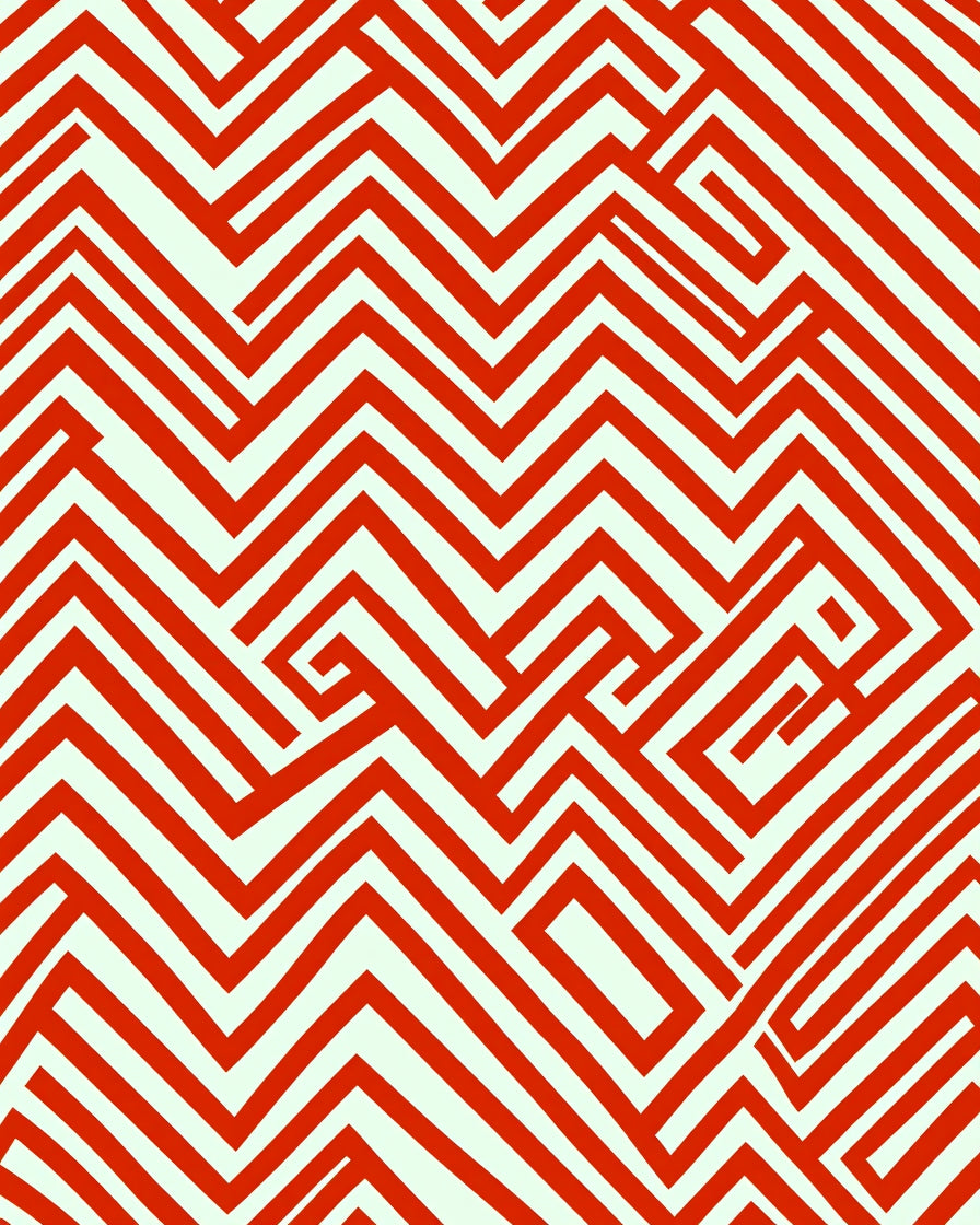 Bold Red Line Geometric Maze Rug