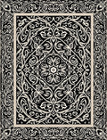Bold Black White Scroll Pattern Rug