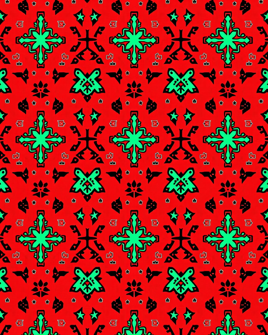 Bold Emerald Green Cross Pattern Rug