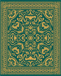 Emerald Gold Ornate Floral Scroll Rug