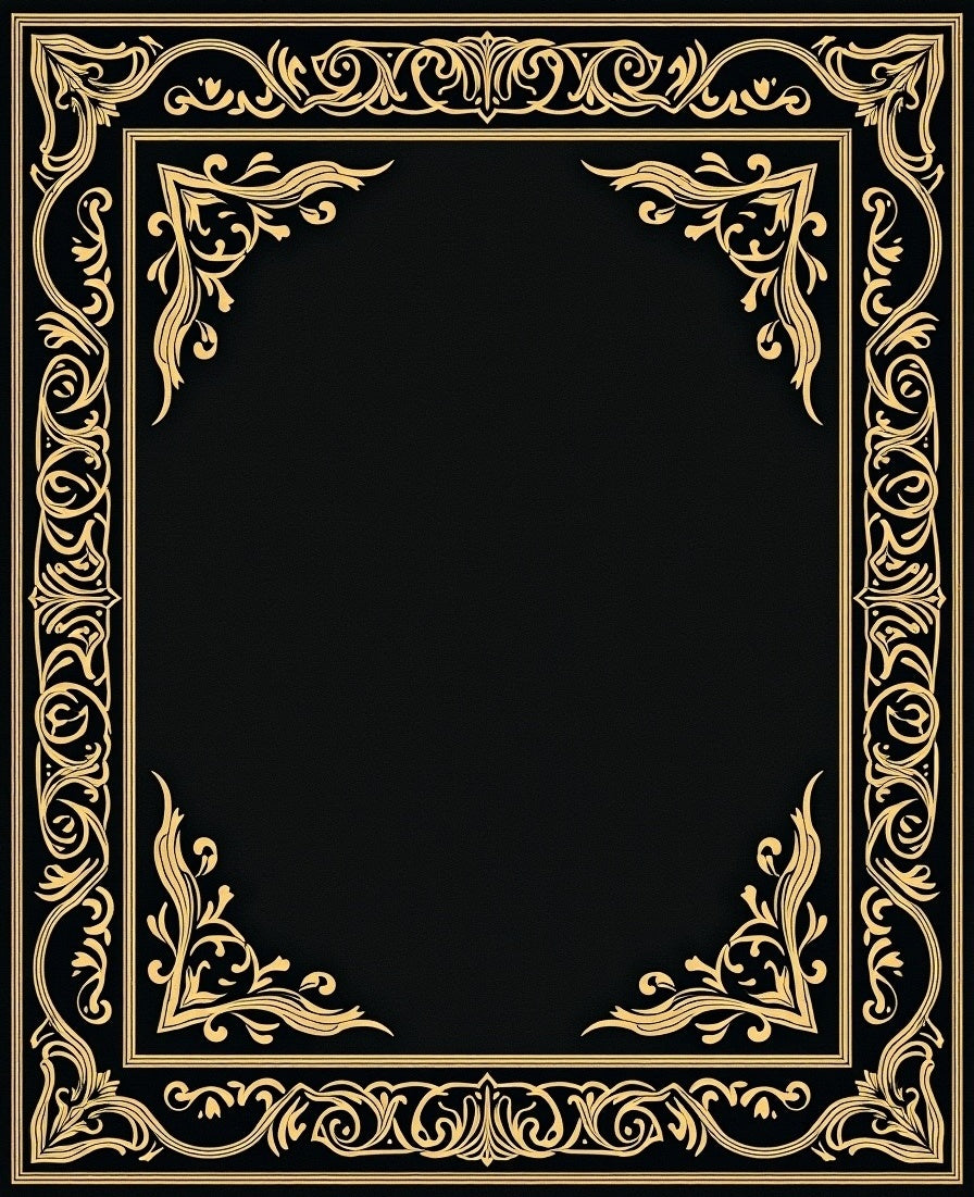 Ornate Golden Frame Pattern Rug