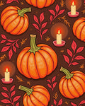 Harvest Pumpkins With Candle Accents Tile Rug