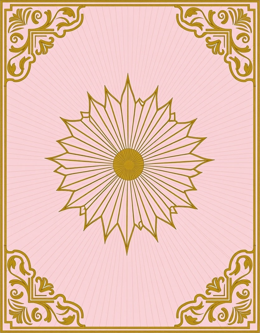 Pink Sunburst Floral Golden Accents Rug