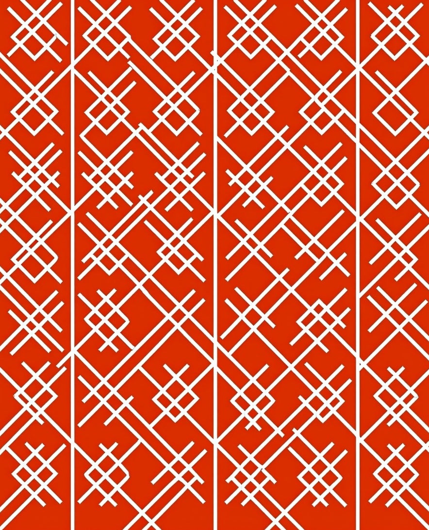Geometric White Interlocking Lines Rug