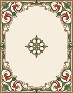 Ornate Floral Scrollwork Border Rug