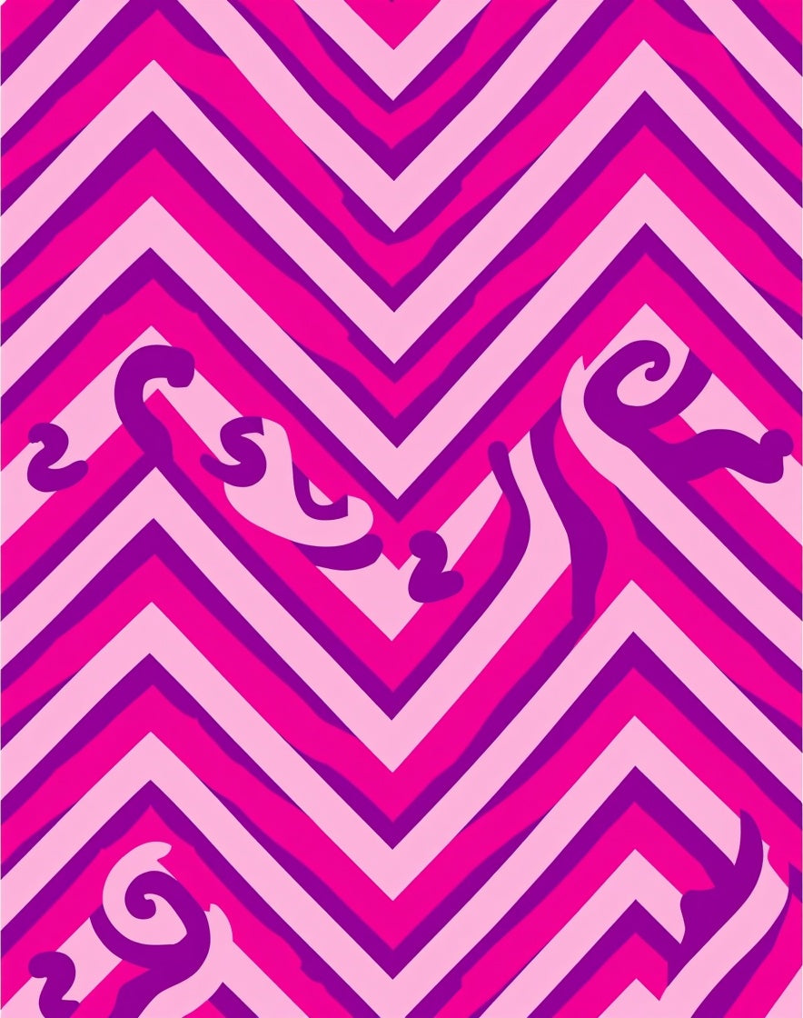 Vibrant Pink Purple Chevron Swirls Rug