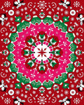 Bright Red Folk Mandala Design Rug