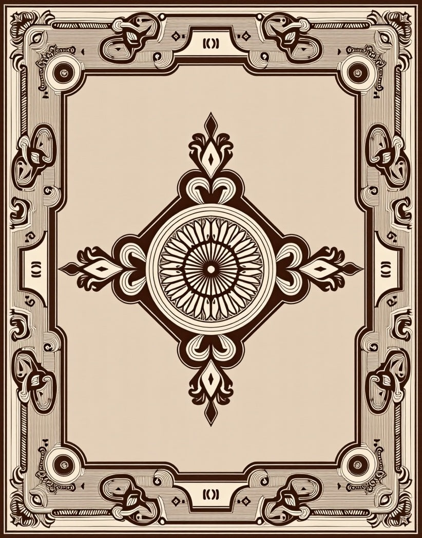 Vintage Ornamental Frame Design Rug