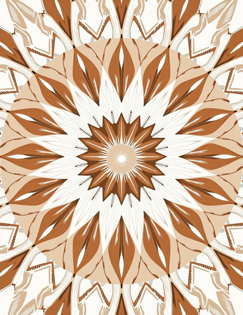 Brown Mandala Floral Abstract Design Rug