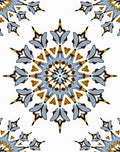 Intricate Blue Gold Floral Mandala Pattern Rug