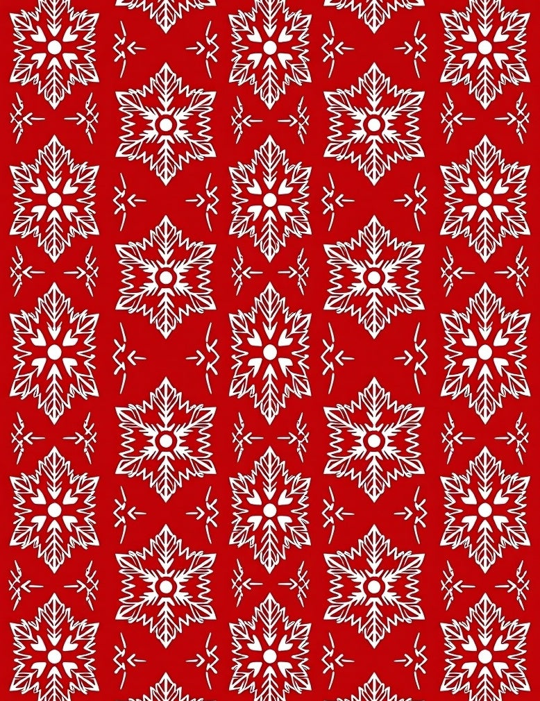 Charming Snowflake Pattern Red White Rug