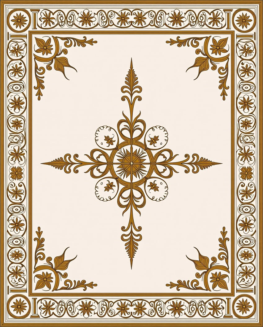 Classic Floral Medallion Border Pattern Rug