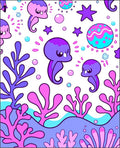 Playful Sea Creatures Coral Pattern Rug