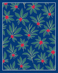 Deep Blue Holly Berry Foliage Rug