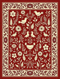 Ornate Birds and Floral Garden Red Rug