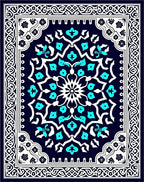Intricate Turquoise Floral Mandala Pattern Rug