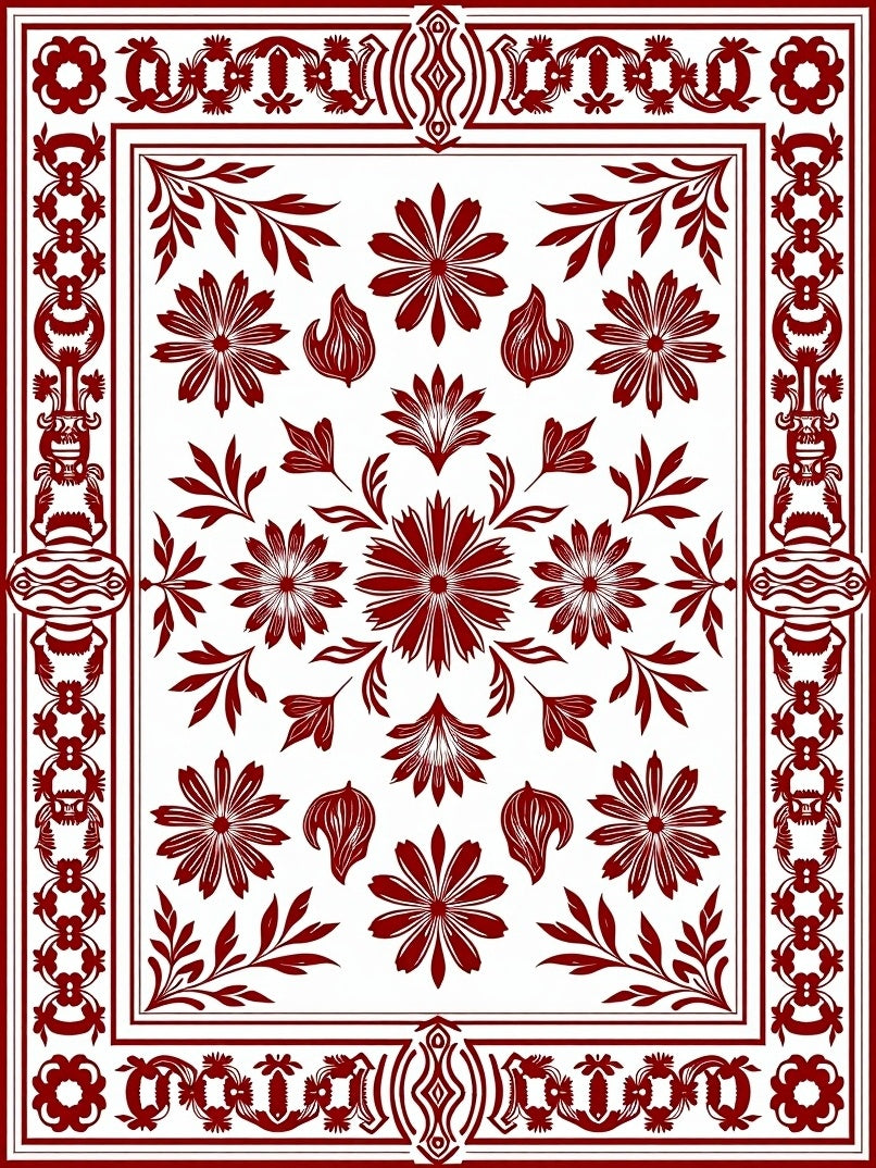 Regal Floral Bordered All-Over Design Rug