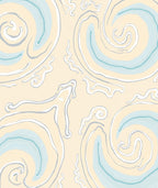Abstract Swirl Cream Aqua Pattern Rug