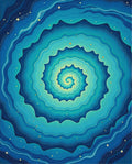 Blue Wavy Starry Spiral Design Rug