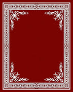 Ornate White Floral Border Design Rug
