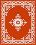 Symmetrical Floral Border Pattern Rug