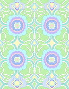 Pastel Floral Patterned Psychedelic Rug