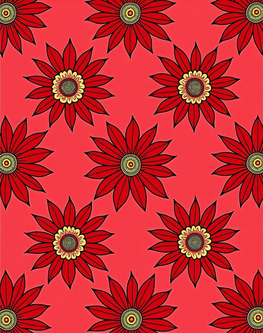 Bold Red Floral Pattern Rug
