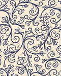 Elegant Navy Swirl Floral Foliage Design Rug