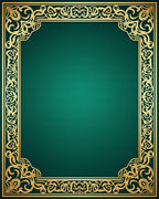 Emerald Green Golden Arabesque Border Rug