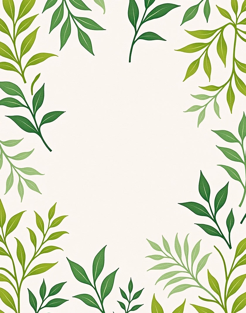 Green Leafy Branch Pattern Rug