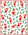 Red Elf Green Leaf Whimsical Playful Rug