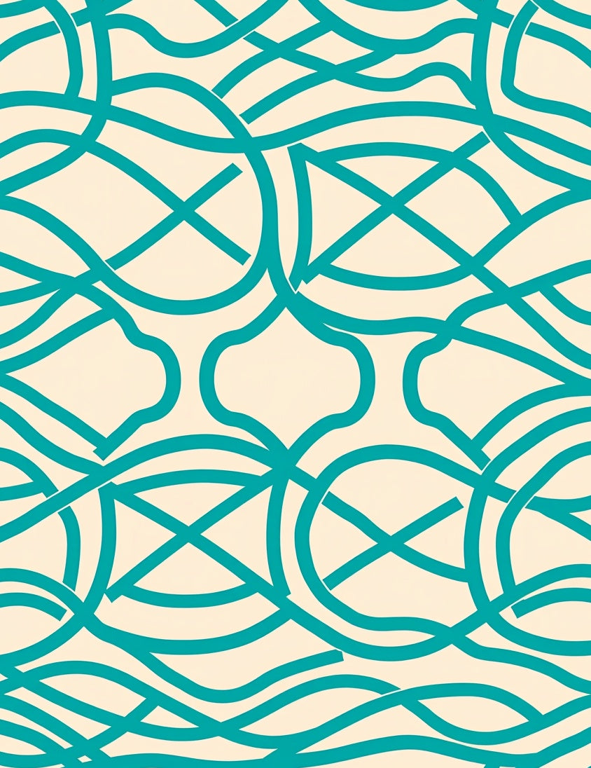 Teal Intertwined Organic Wave Pattern Rug