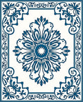 Antique Blue Floral Mandala Design Rug