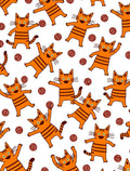 Playful Orange Cats Balls Pattern Rug