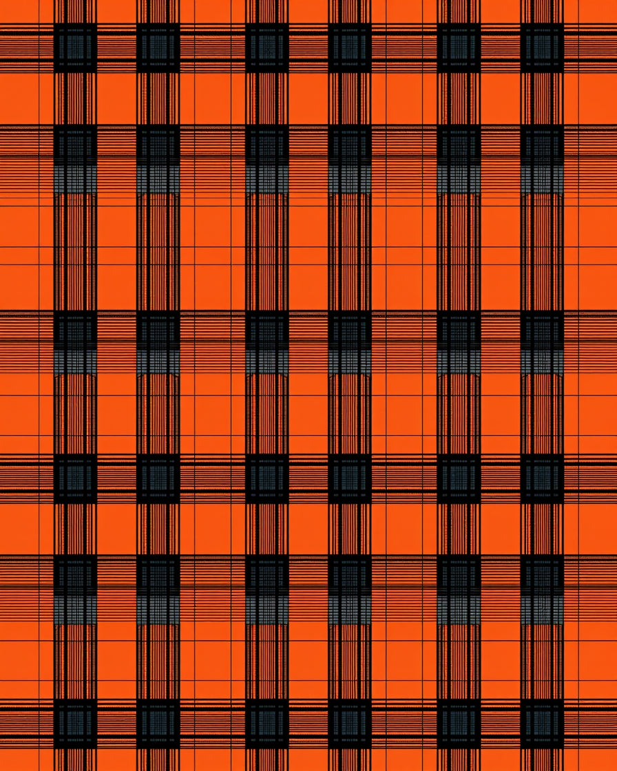 Bold Orange Plaid Pattern Rug