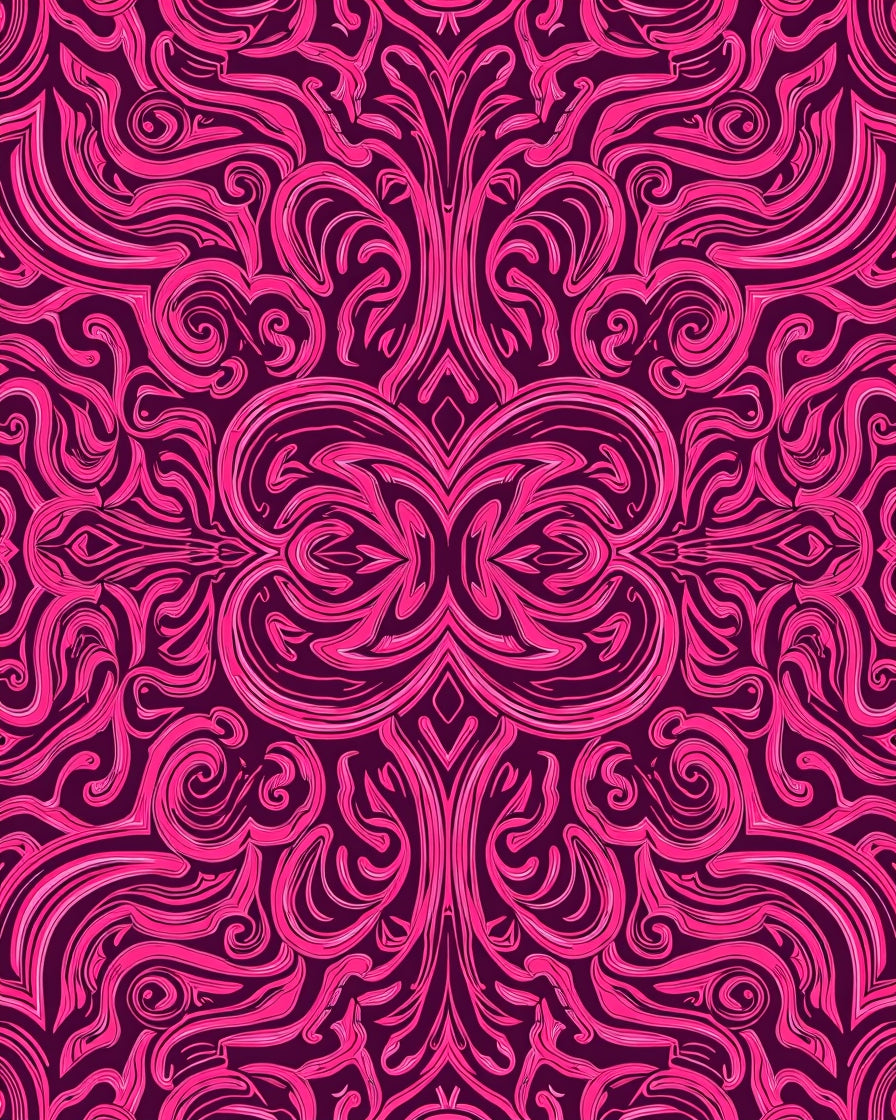 Rococo Swirls Pink Pattern Design Rug