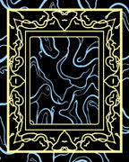 Abstract Wavy Border Art Rug