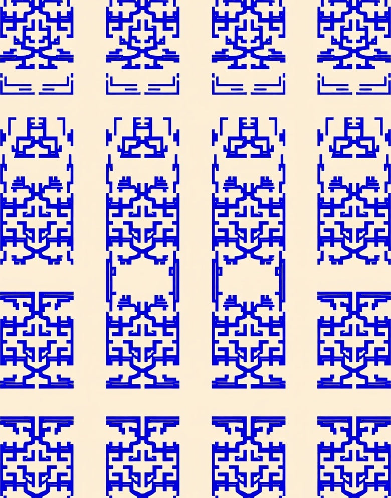 Geometric Blue Cream Abstract Pattern Rug