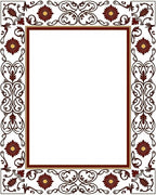 Rich Floral Scroll Pattern Border Rug