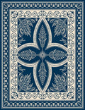Bold Navy Floral Scrollwork Rug