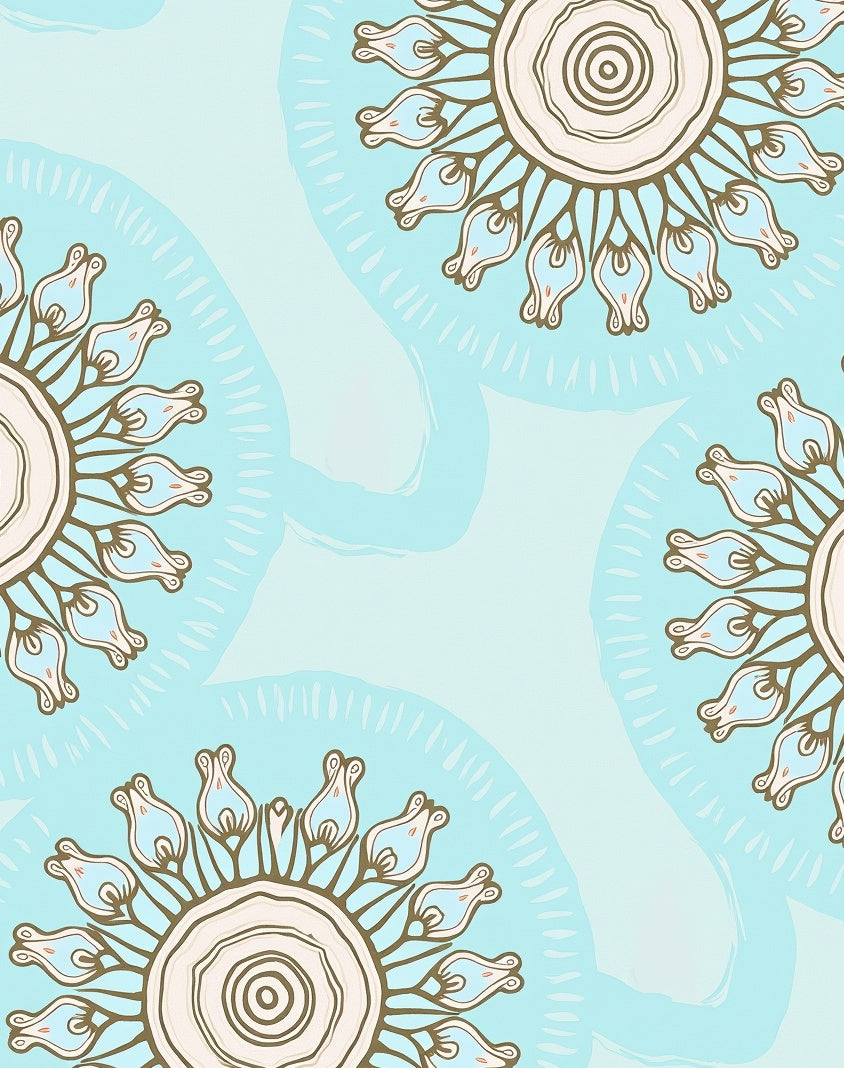 Stylized Floral Sunburst Abstract Print Rug