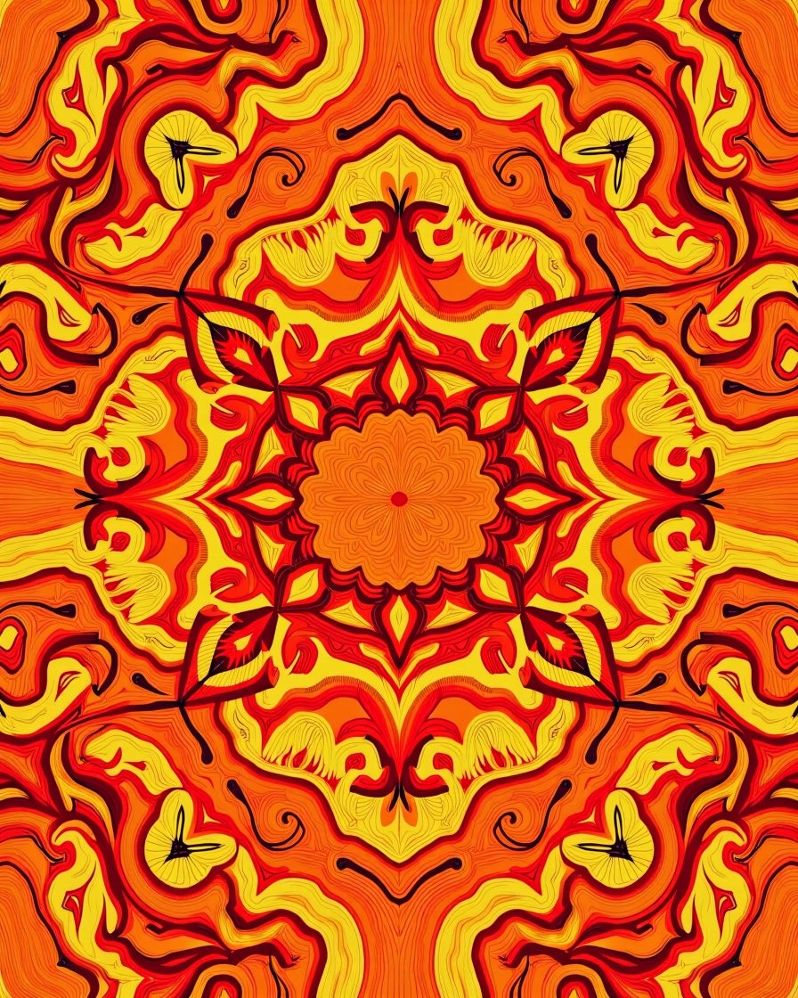 Abstract Warm Swirls Mandala Pattern Rug