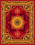 Ornate Red Gold Floral Medallion Runner Rug