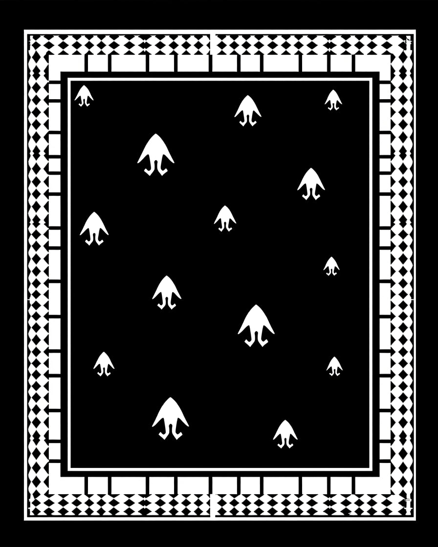 Abstract Figures Black White Geometric Rug