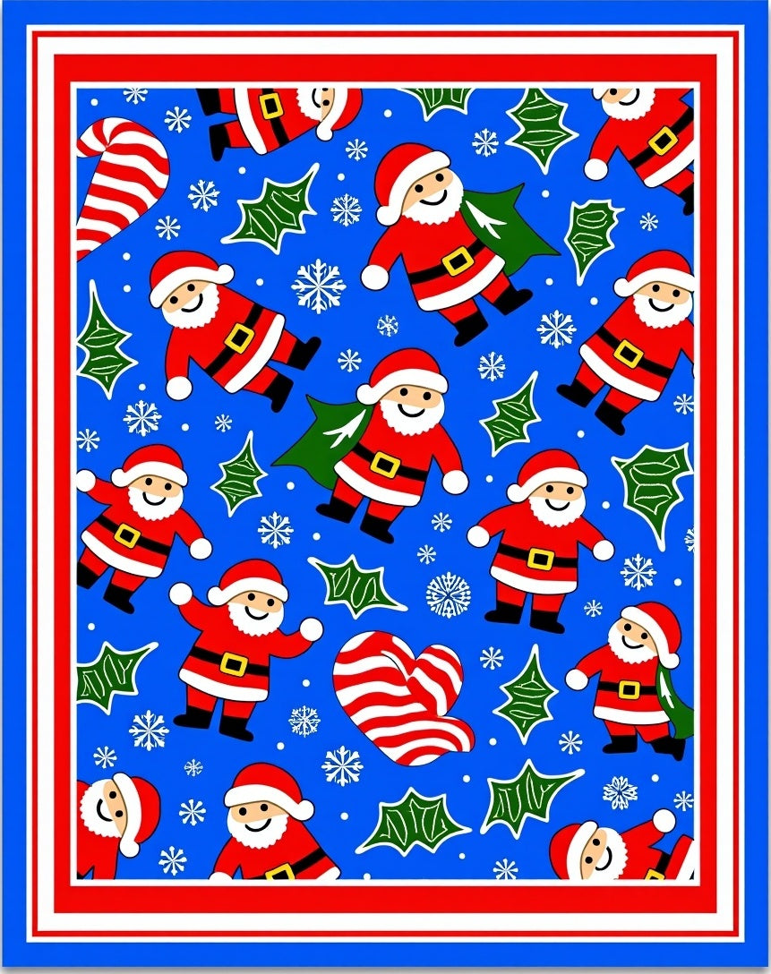 Jolly Santa Claus Candy Cane Holiday Rug