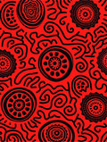 Bold Red Black Tribal Pattern Rug