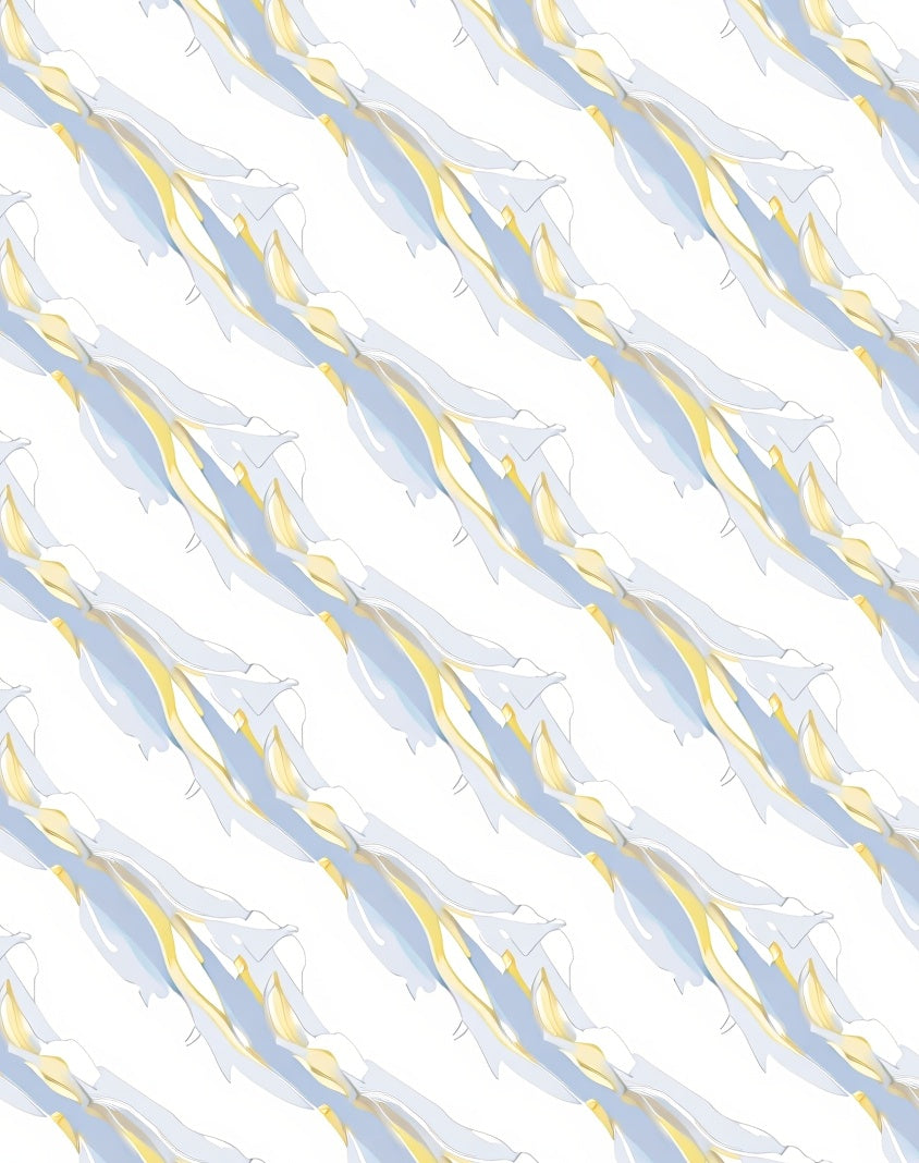 Abstract Flowing Light Blue Gold Pattern Rug
