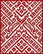 Bold Red Geometric Ancient Pattern Rug