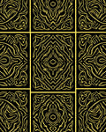 Abstract Gold With Black Symmetry Rug